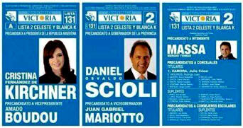 Boleta FPV Kirchner, Boudou, Scioli y Massa