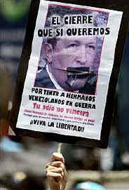 Pancarta Venezolana: ?Viva la Libertad!